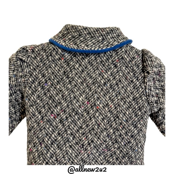 Doren Girl Vintage Coat Toddler Tweed Coat with Blue Velvet Accents Size 3 HP! - Picture 8 of 15